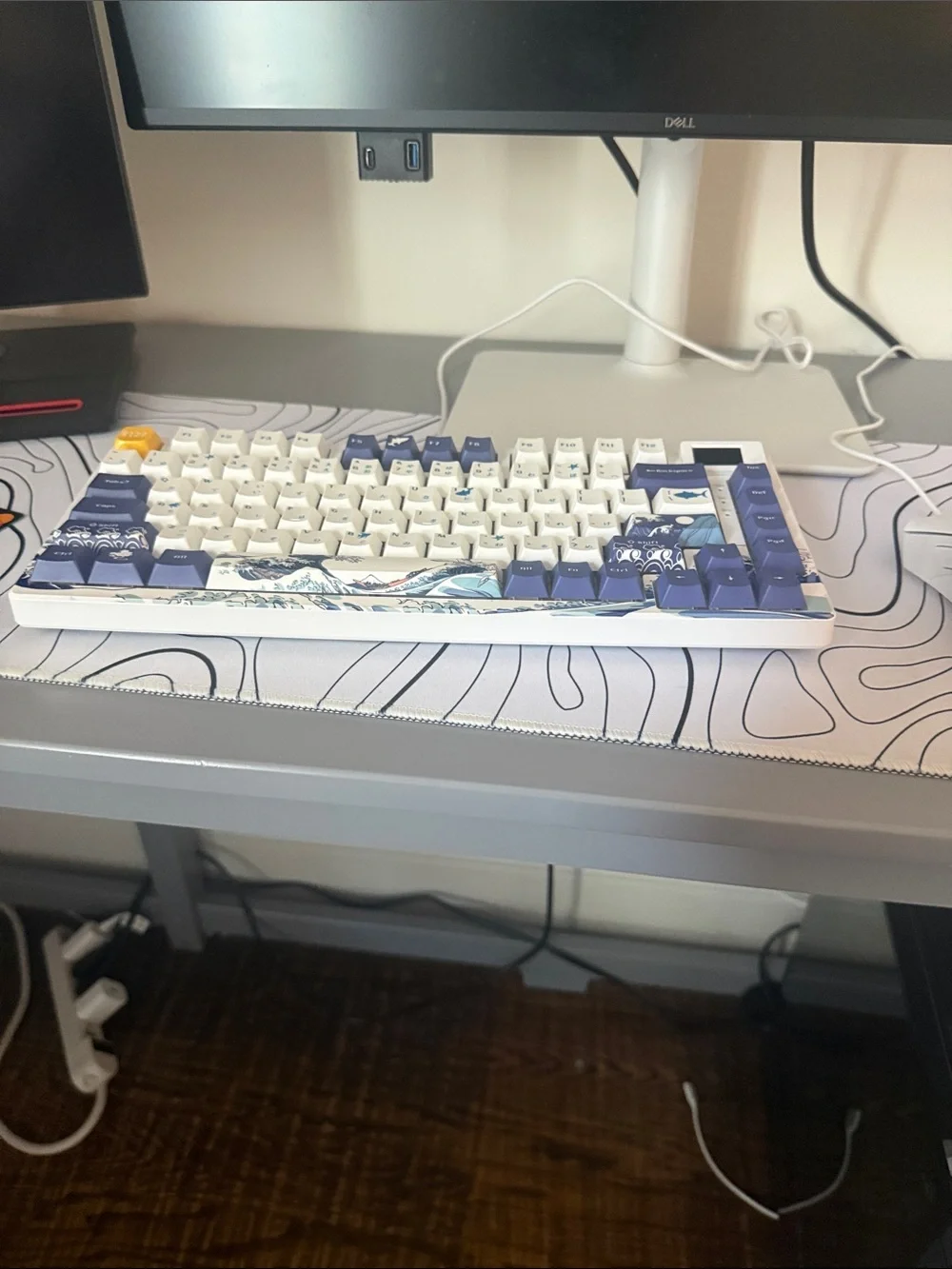 White and Blue Decorative Mechanical Keyboard -